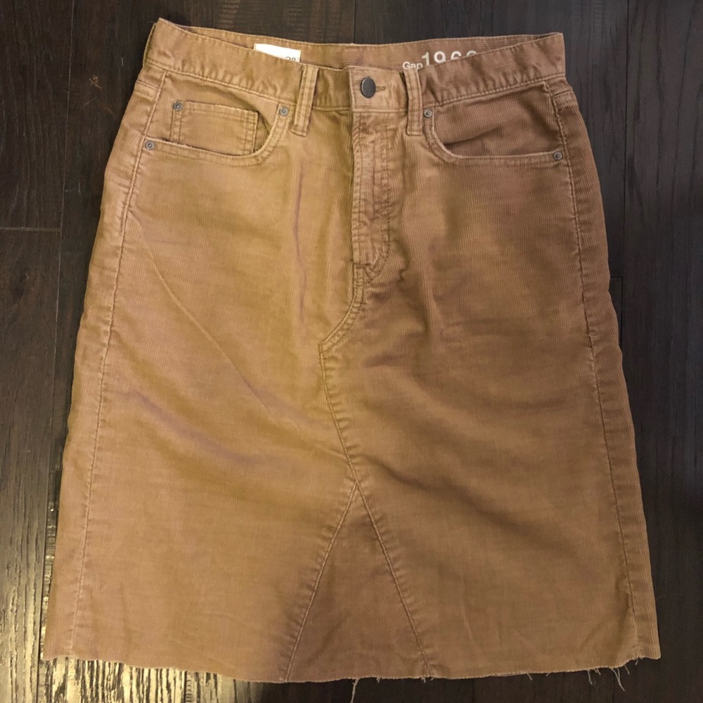 Tan mid length skirt